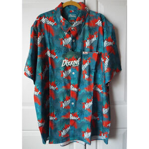 DIXXON Shirt Mens 3X Blue Teal The Vice Miami Casual Party Club Dancing NWT